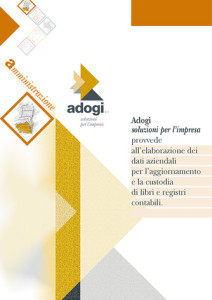 Marchio e logotipo nella scheda della brochure creata per Adogi srl